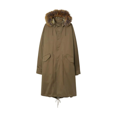 Burberry Solid Color Hooded Casual Long Sleeve Coat in Tan. 80791991