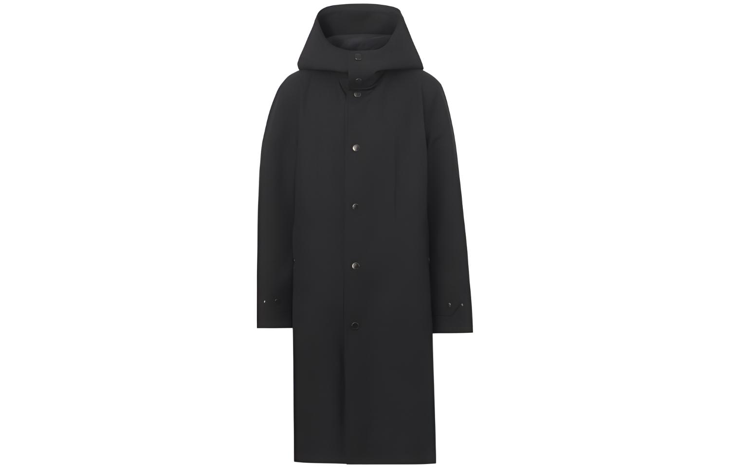 Burberry  Solid Color Hooded Long Sleeve Coat Black 80450121