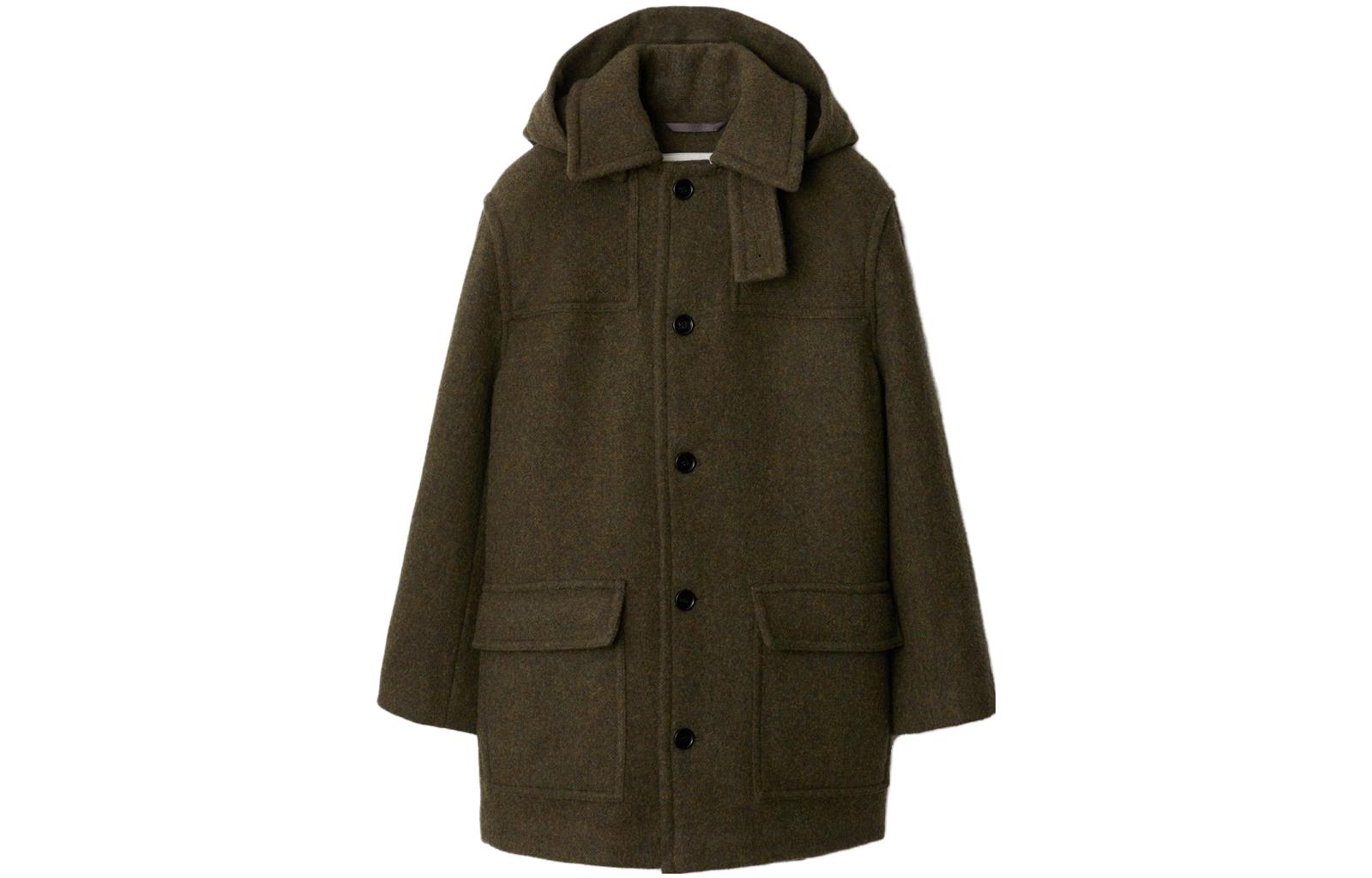 Order Abrigo Burberry Verde Oscuro Con Capucha y Botones - Color Sólido. 80789081