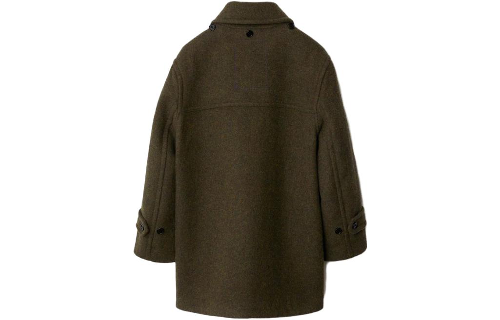 Shop Abrigo Burberry Verde Oscuro Con Capucha y Botones - Color Sólido. 80789081