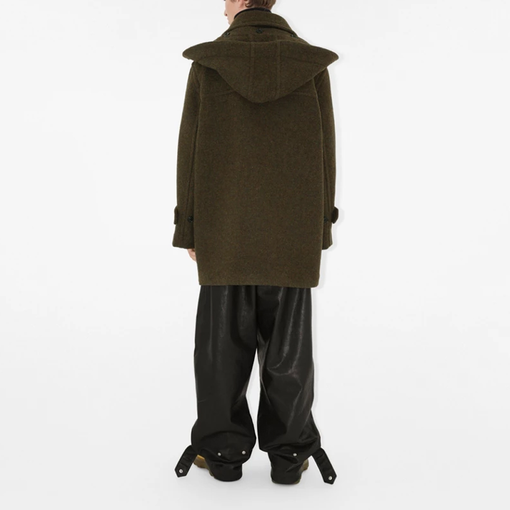 Details for Abrigo Burberry Verde Oscuro Con Capucha y Botones - Color Sólido. 80789081