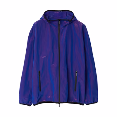 Burberry Solid Color Hooded Zip Casual Loose Jacket - Blue 80866851