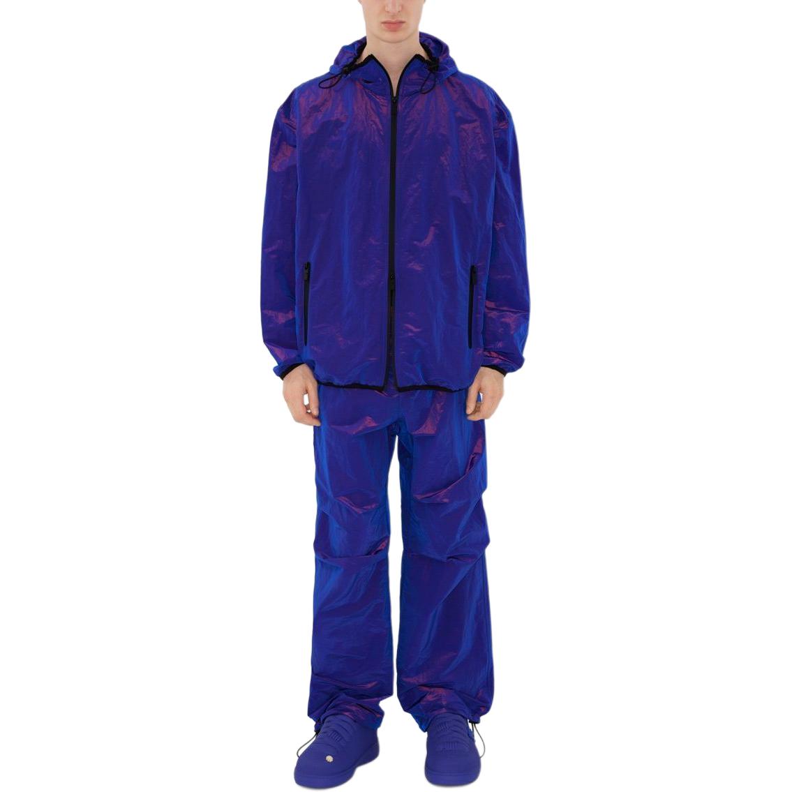 Shop バーバリー ソリッドカラー フード付きジップカジュアルルーズジャケット - ブルー 80866851