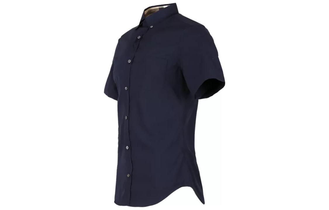 Shop 버버리 단색 말 로고 반팔 셔츠 - 다크 블루 40047211