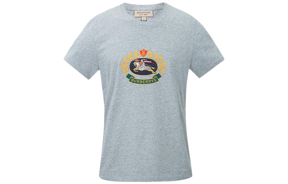 Burberry  Solid Color Logo Embroidered Short Sleeve T-Shirt 8002952