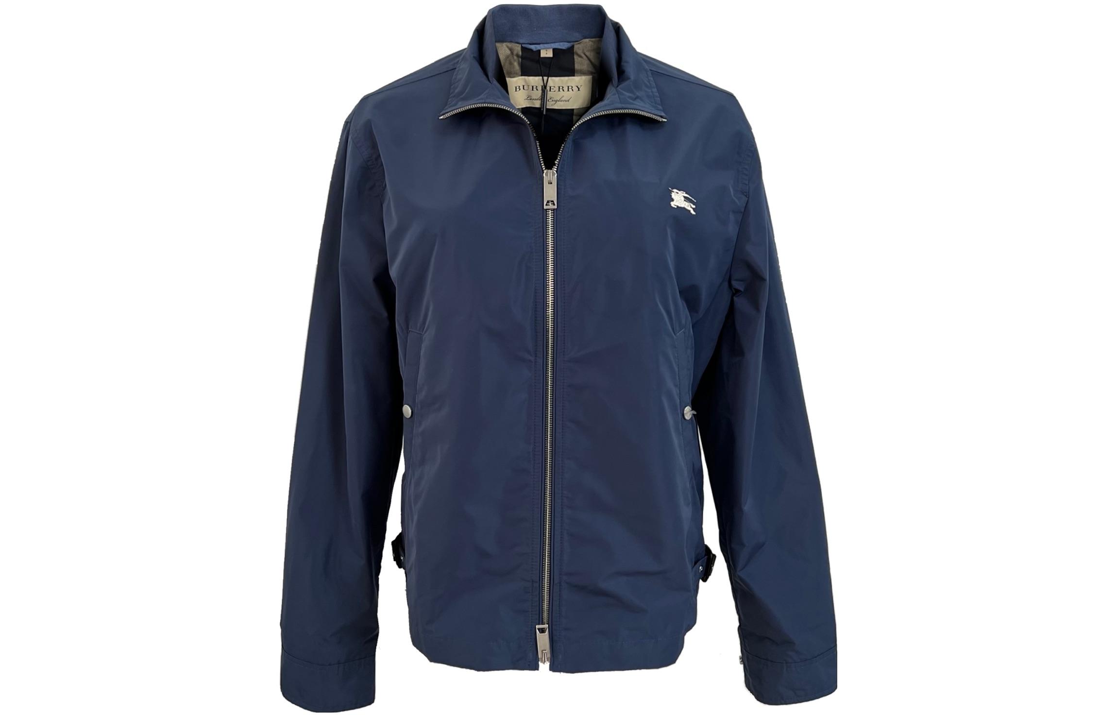 Order 博柏利纯色刺绣标志蓝色拉链夹克 40165401