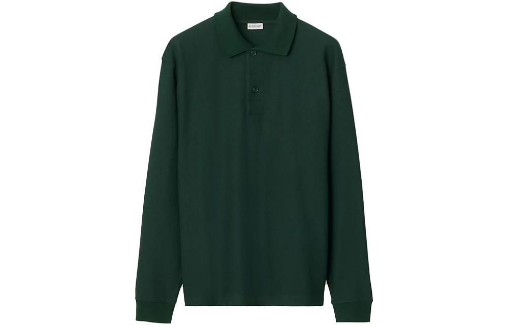 Burberry  Solid Color Long Sleeve Polo Shirt - Vine Color. 80773191