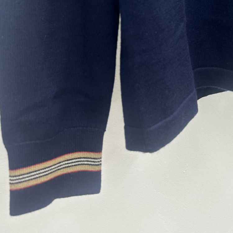 Burberry  Solid Color Long Sleeve Polo Sweater - Navy 80455201 圖 6