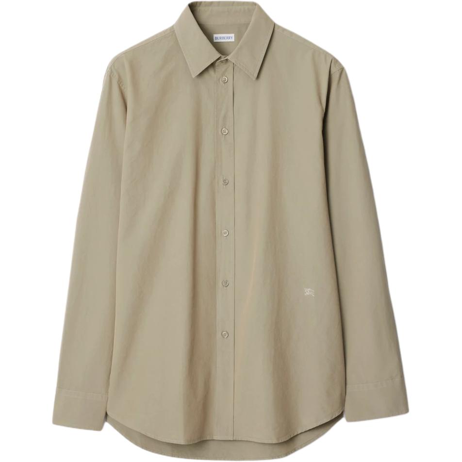 Burberry  Solid Color Loose-Fit Long-Sleeve Shirt Khaki 80894841