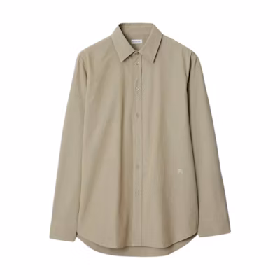 Burberry Solid Color Loose-Fit Long-Sleeve Shirt Khaki 80894841