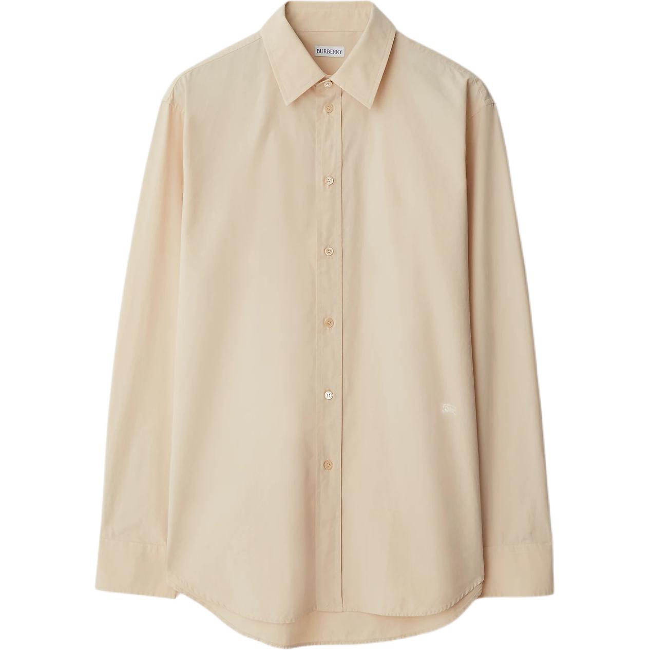 Burberry  Solid Color Loose Fit Long Sleeve Shirt in Beige. 80894851