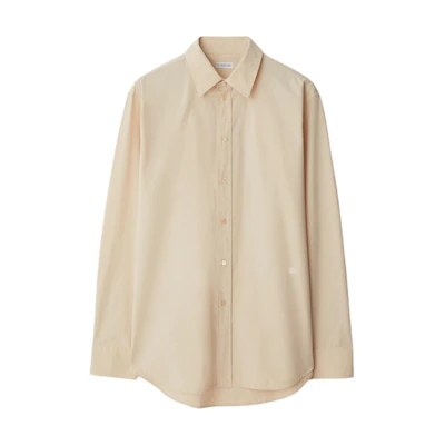 Burberry Solid Color Loose Fit Long Sleeve Shirt in Beige. 80894851