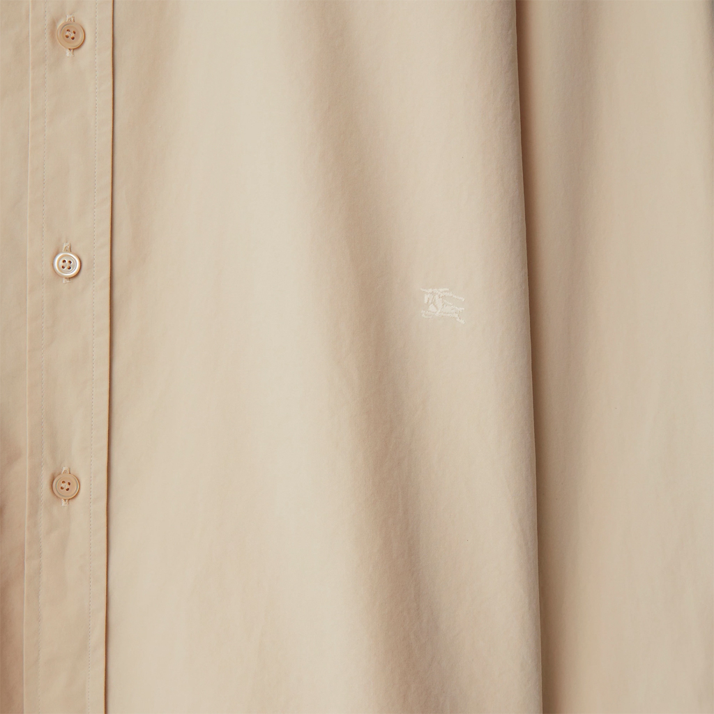 Details for 버버리 베이지 솔리드 컬러 루즈 핏 긴팔 셔츠. 80894851