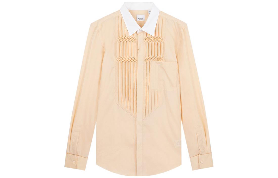 Burberry  Solid Color Pleated Long Sleeve Shirt Beige 45580571 圖 2