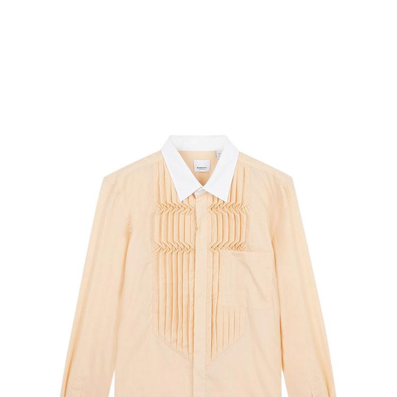 Burberry  Solid Color Pleated Long Sleeve Shirt Beige 45580571 圖 6