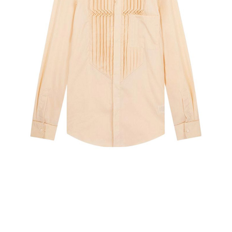 Burberry  Solid Color Pleated Long Sleeve Shirt Beige 45580571 圖 7