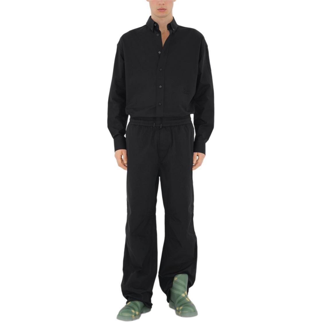 Shop Burberry Celana Kasual Warna Hitam Obsidian Fit Longgar. 80847961