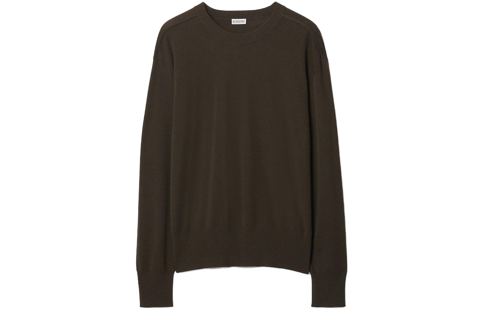 Burberry  Solid Color Ribbed Knit Crewneck Sweater Casual Style. 80775581
