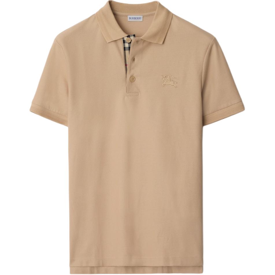 Buy Burberry  Solid Color Short Sleeve Polo Shirt Beige. 80991671