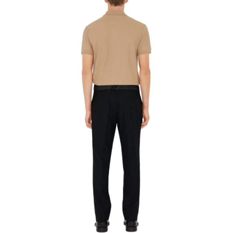 Shop Burberry  Solid Color Short Sleeve Polo Shirt Beige. 80991671