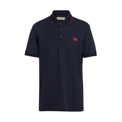 Burberry Solid Color Slim Fit Polo Shirt Blue 80040881