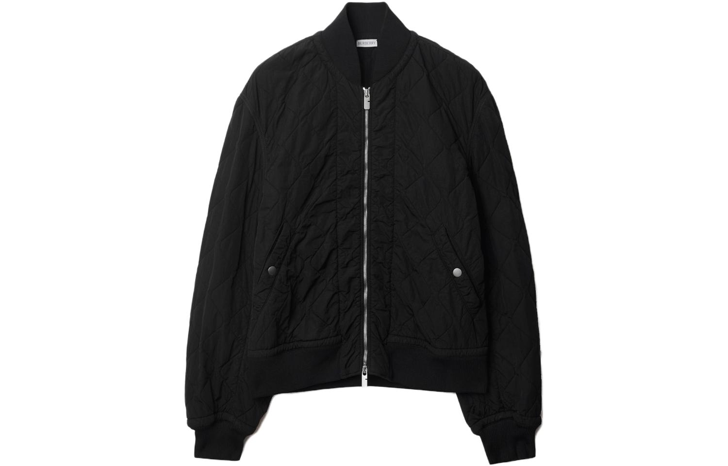 Burberry  Solid Color Zip-Up Casual Cotton Jacket - Black 80838271