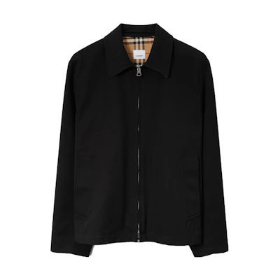 Burberry Solid Color Zip-Up Jacket Black Long Sleeve 80710561
