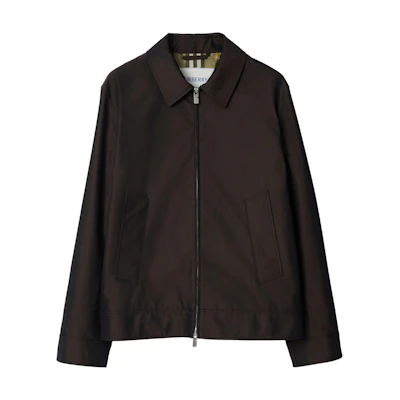 Burberry Solid Color Zip-Up Long Sleeve Jacket in Brown. 80890061