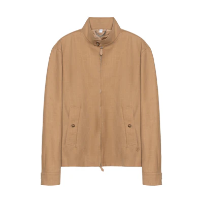 Burberry Solid Color Zip Pocket Long Sleeve Jacket in Khaki. 80559121