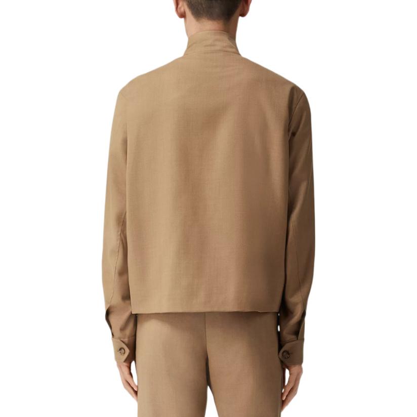 Burberry  Solid Color Zip Pocket Long Sleeve Jacket in Khaki. 80559121 圖 6