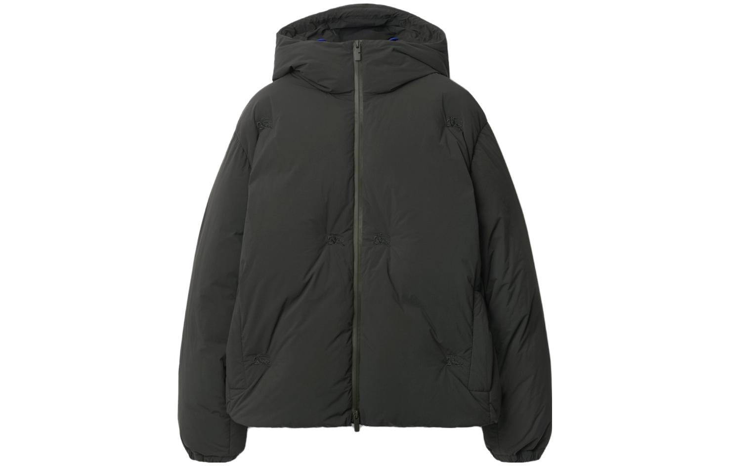 Burberry  Solid Color Zipper Hooded Down Jacket Obsidian Gray 80838181