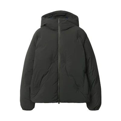 Burberry Solid Color Zipper Hooded Down Jacket Obsidian Gray 80838181