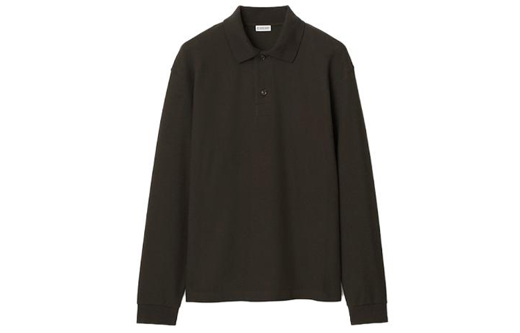 Order Burberry  Solid Cotton Pullover Long-Sleeve Polo Shirt in Otter Brown. 80778711