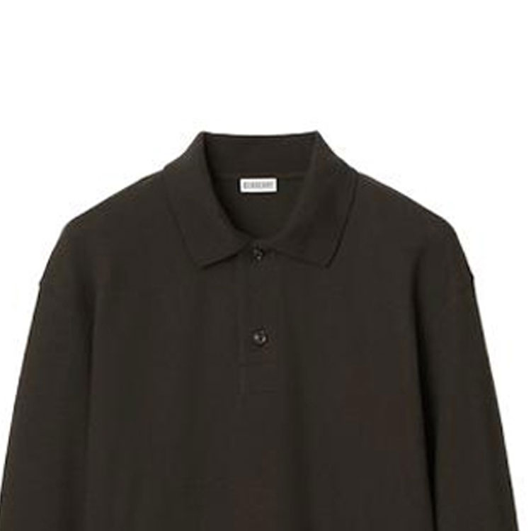 Lookbook Burberry  Solid Cotton Pullover Long-Sleeve Polo Shirt in Otter Brown. 80778711