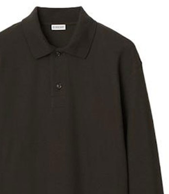 Burberry Solid Cotton Pullover Long-Sleeve Polo Shirt in Otter Brown. 80778711 Details for Burberry Solid Cotton Pullover Long-Sleeve Polo Shirt in Otter Brown. 80778711
