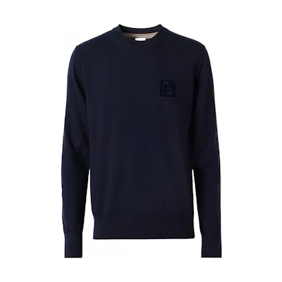 Burberry Solid Crewneck Pullover Sweater Navy Blue. 80616771