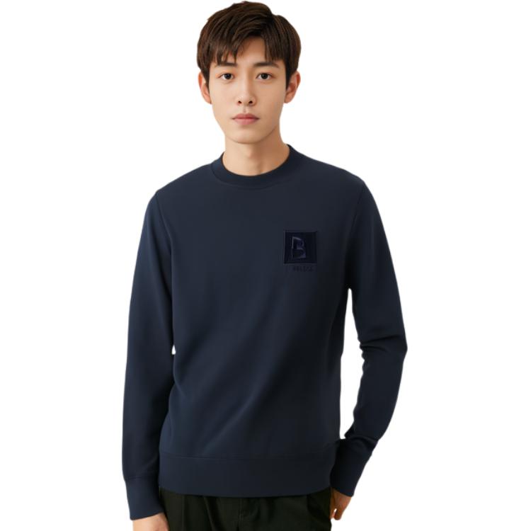 Shop Burberry  Solid Crewneck Pullover Sweater Navy Blue. 80616771