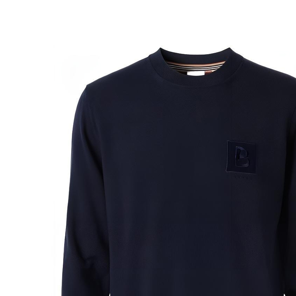 Details for Burberry  Solid Crewneck Pullover Sweater Navy Blue. 80616771