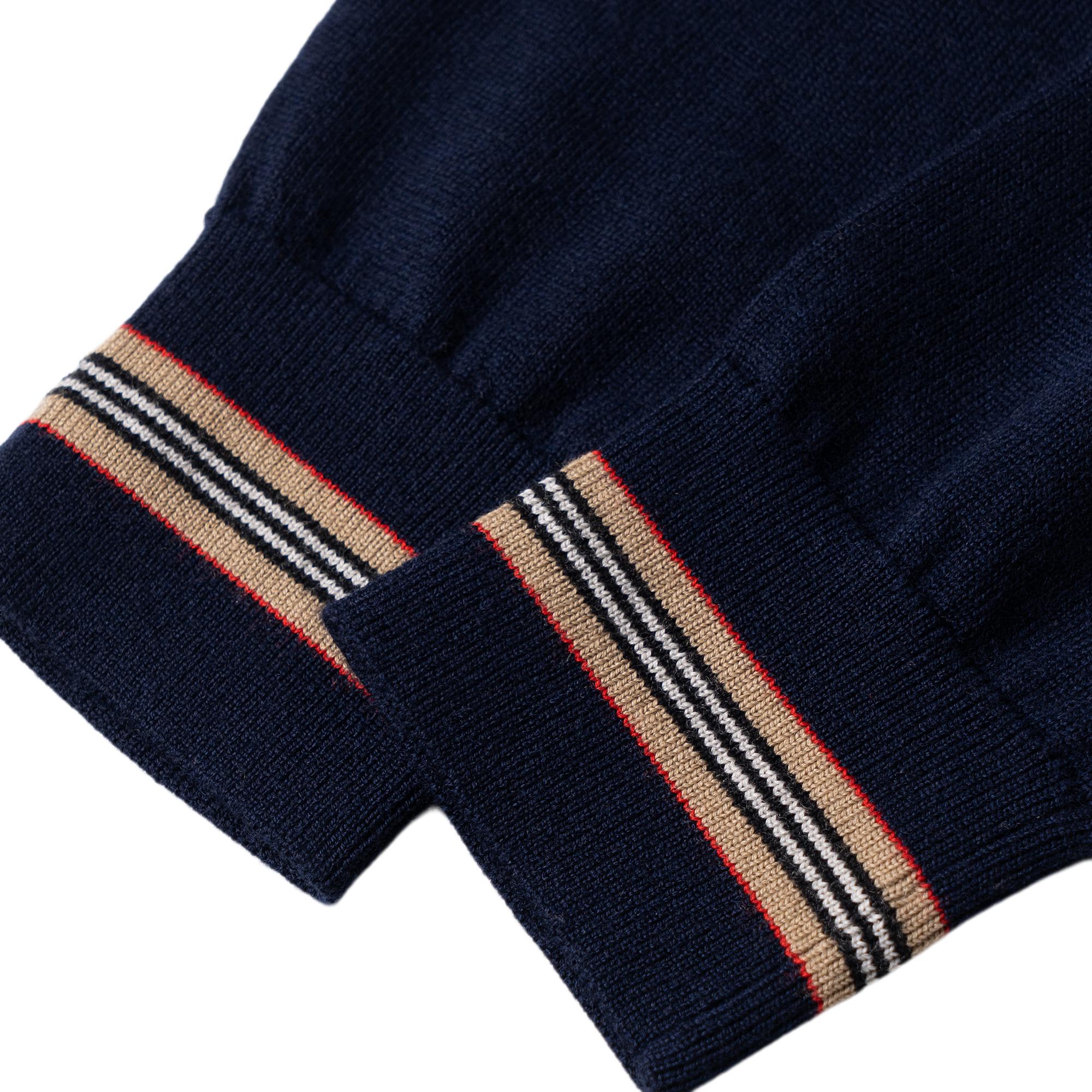 Purchase Burberry  Solid Crewneck Striped Knit Sweater Navy Blue 80926231