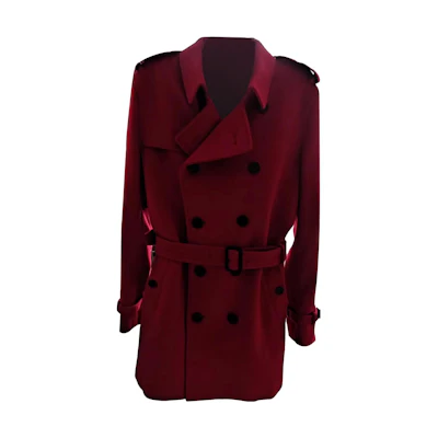 Burberry Solid Double-Breasted Long Sleeve Coat Deep Red. 80469751