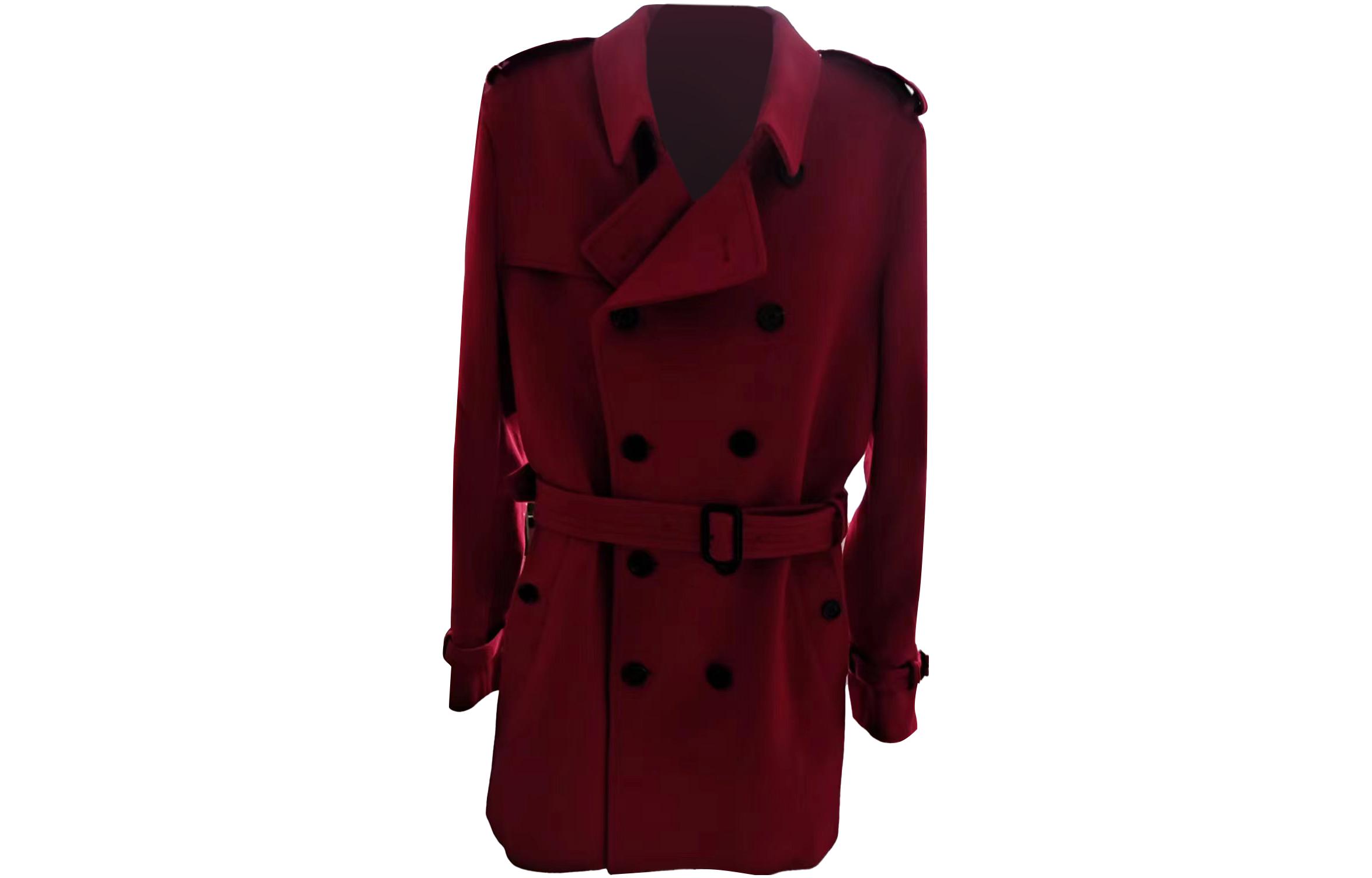 Order Abrigo Largo Burberry Doble Botonadura Manga Larga Rojo Intenso. 80469751