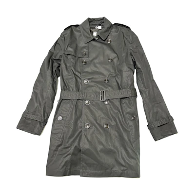 Burberry Solid Double-Breasted Trench Coat in Black. 80621671