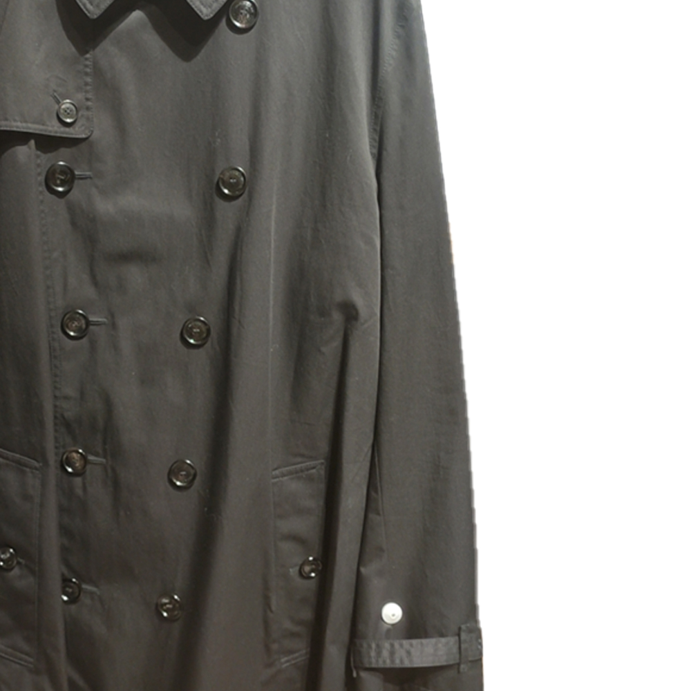 Sizing Burberry Mantel Trench Hitam Double-Breasted Solid. 80621671
