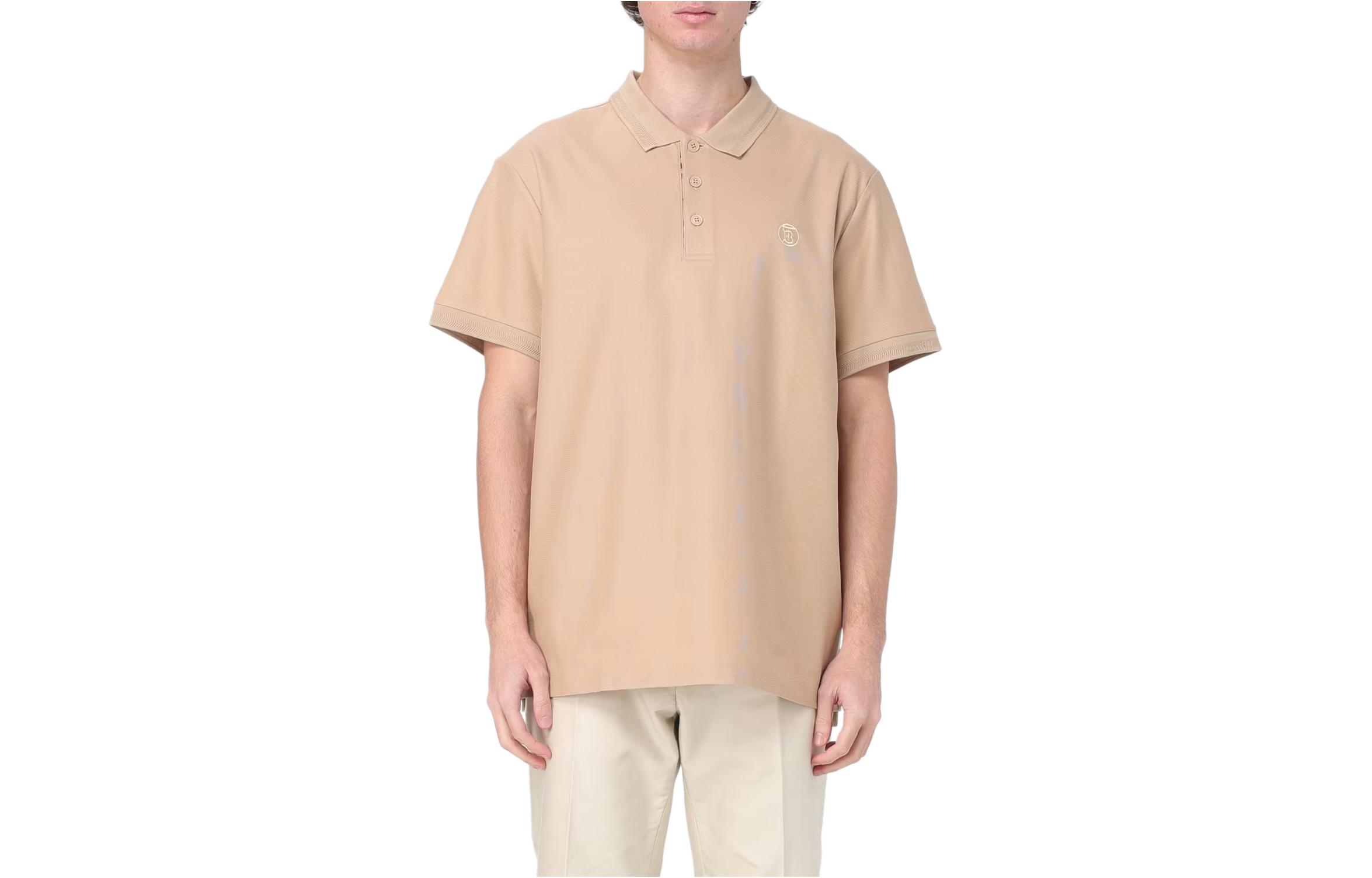 Order Burberry  Solid Khaki Short Sleeve Polo Shirt Casual Style 80831571