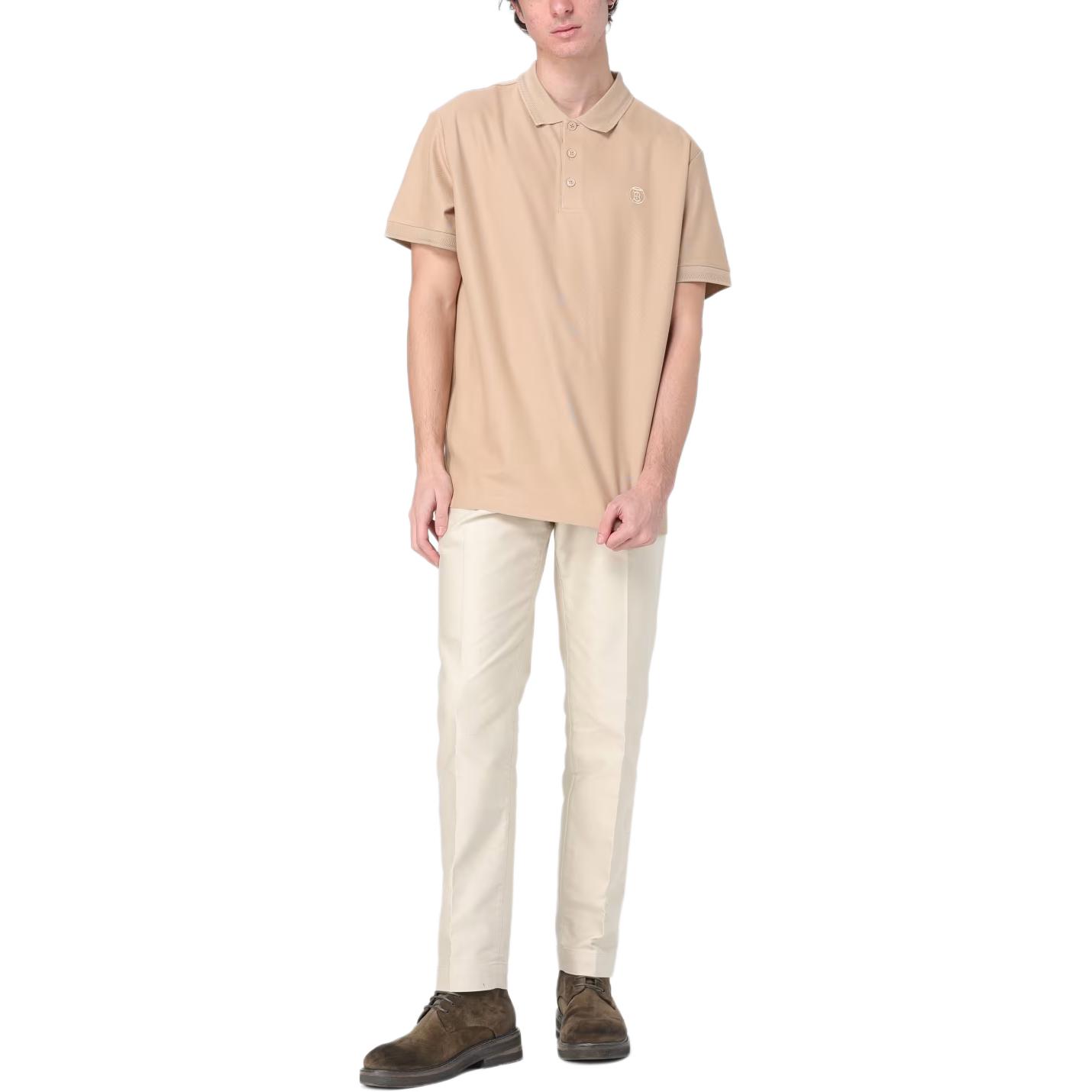 Lookbook Burberry  Solid Khaki Short Sleeve Polo Shirt Casual Style 80831571