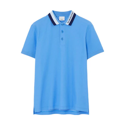 Burberry Solid Logo Collar Polo Shirt in Azure Blue. 80701701