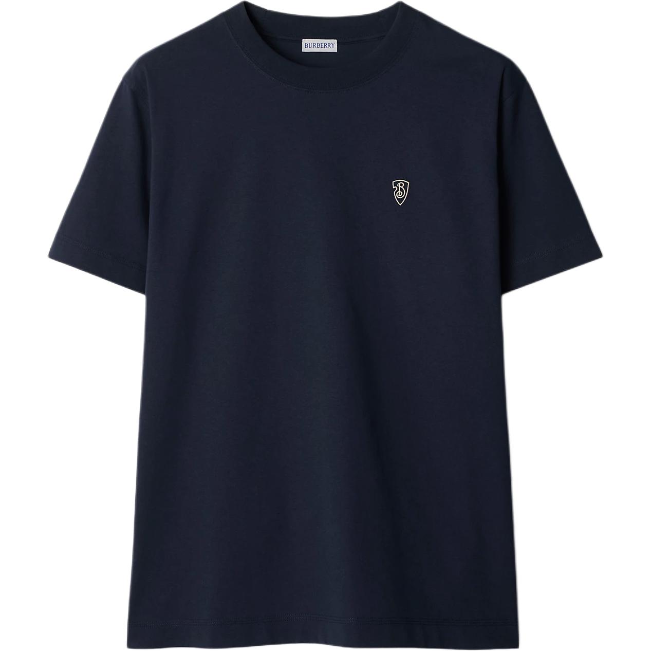 Burberry  Solid Logo Crewneck T-Shirt Navy Blue 80998741
