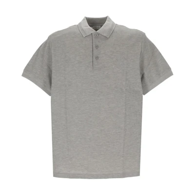 Burberry Solid Logo Embroidered Short Sleeve Polo Shirt - Grey. 8084011