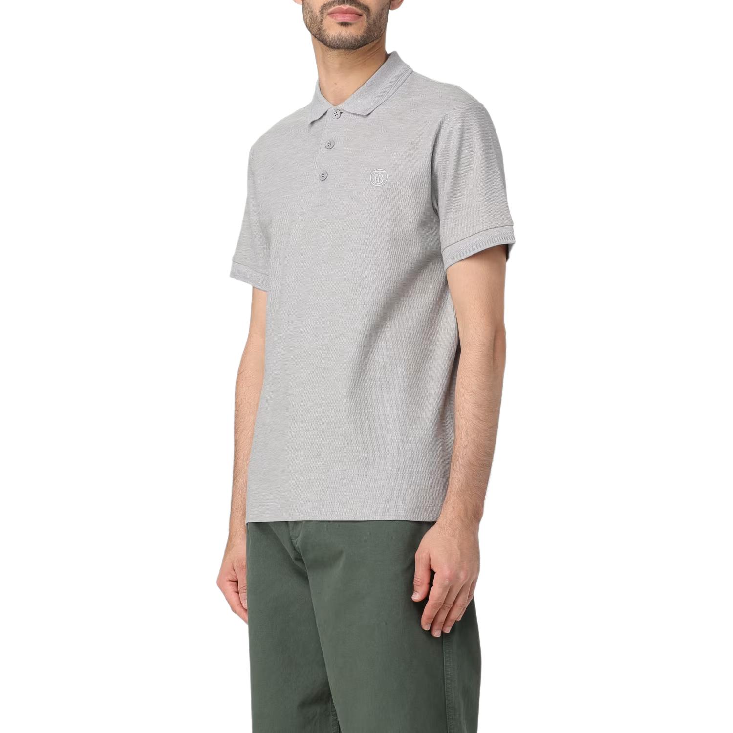 Burberry  Solid Logo Embroidered Short Sleeve Polo Shirt - Grey. 8084011 圖 5