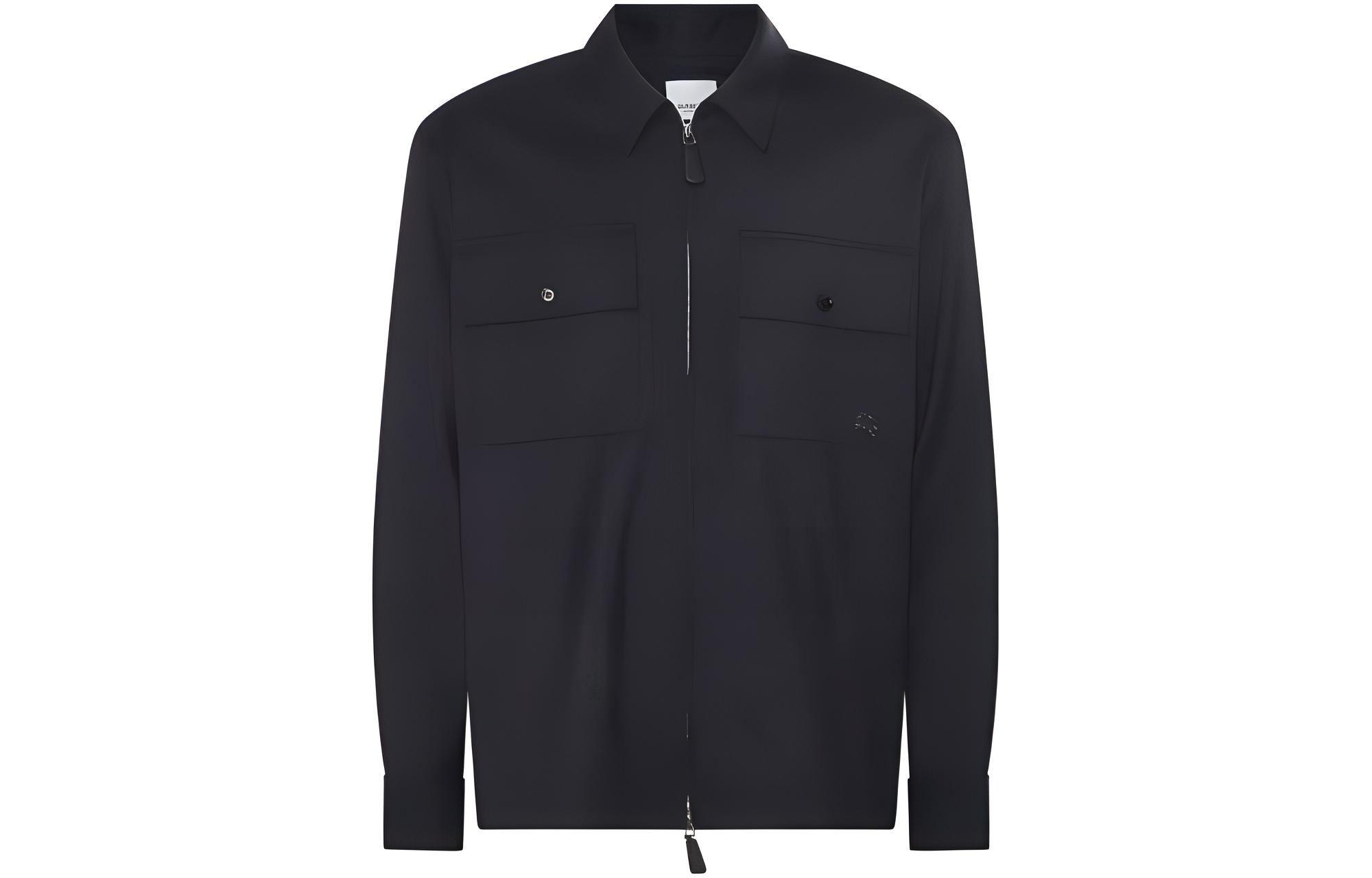 Buy Burberry  Solid Logo Zip-Up Navy Shirt 80709711